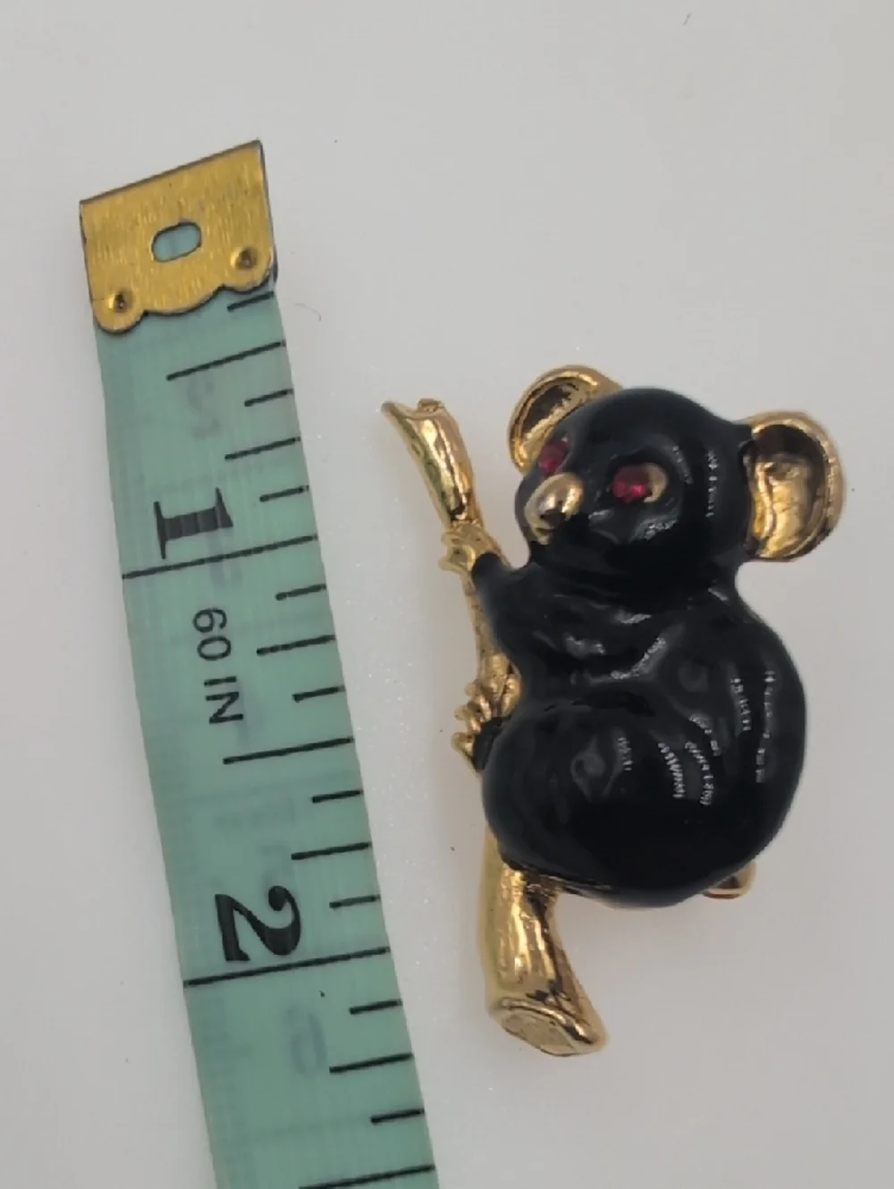 Gold-Tone Black Koala Brooch with Red Eyes - Women Jewelry Brooches